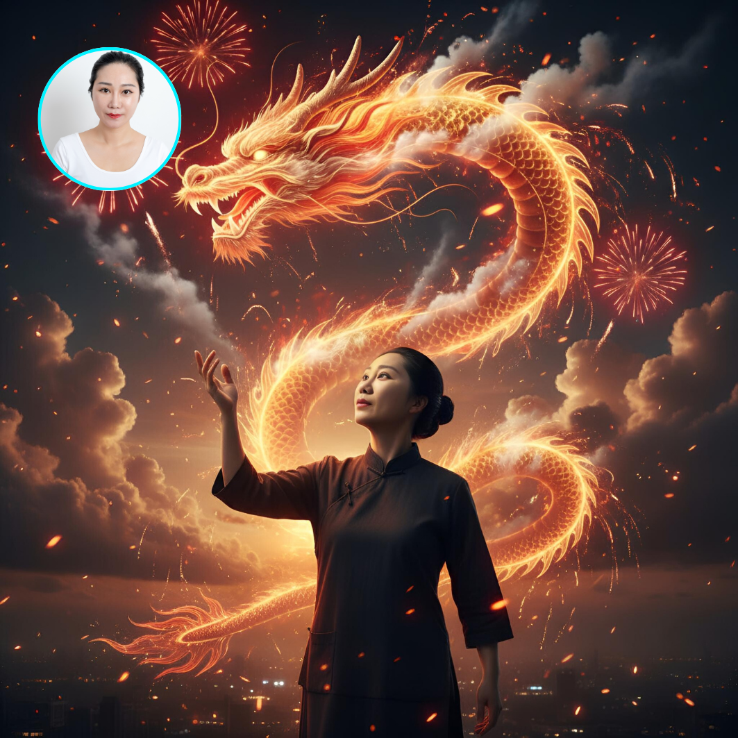 Silhouette of a figure with a swirling fire effect