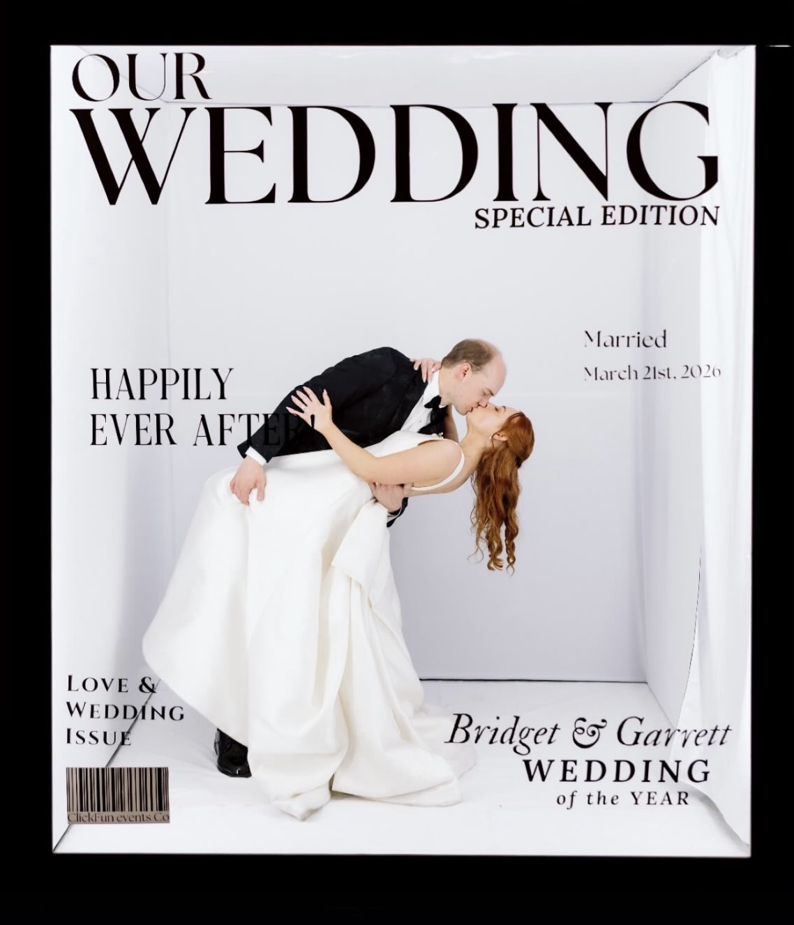 Newspaper-style wedding photo booth print template