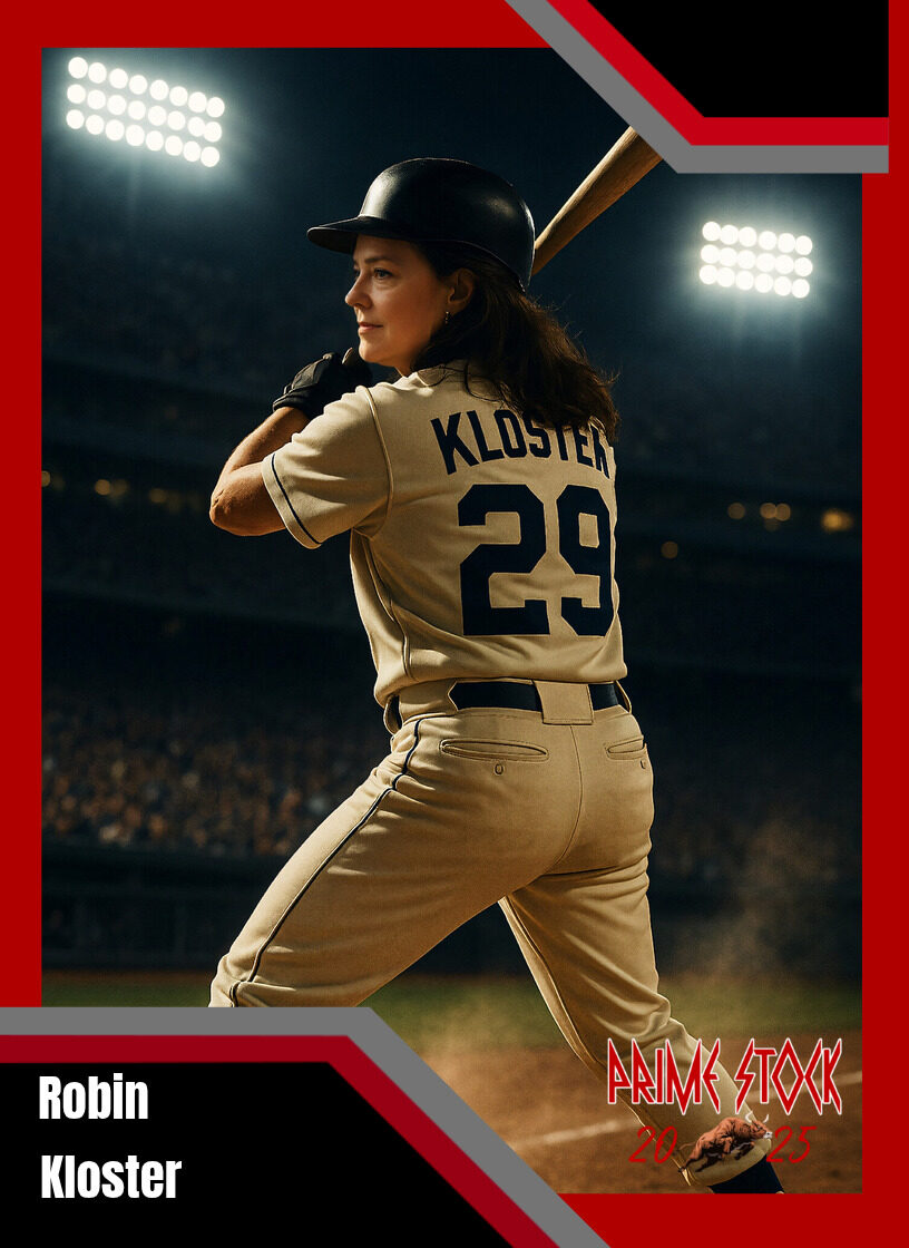 Trading card style photo of a boy in a baseball uniform