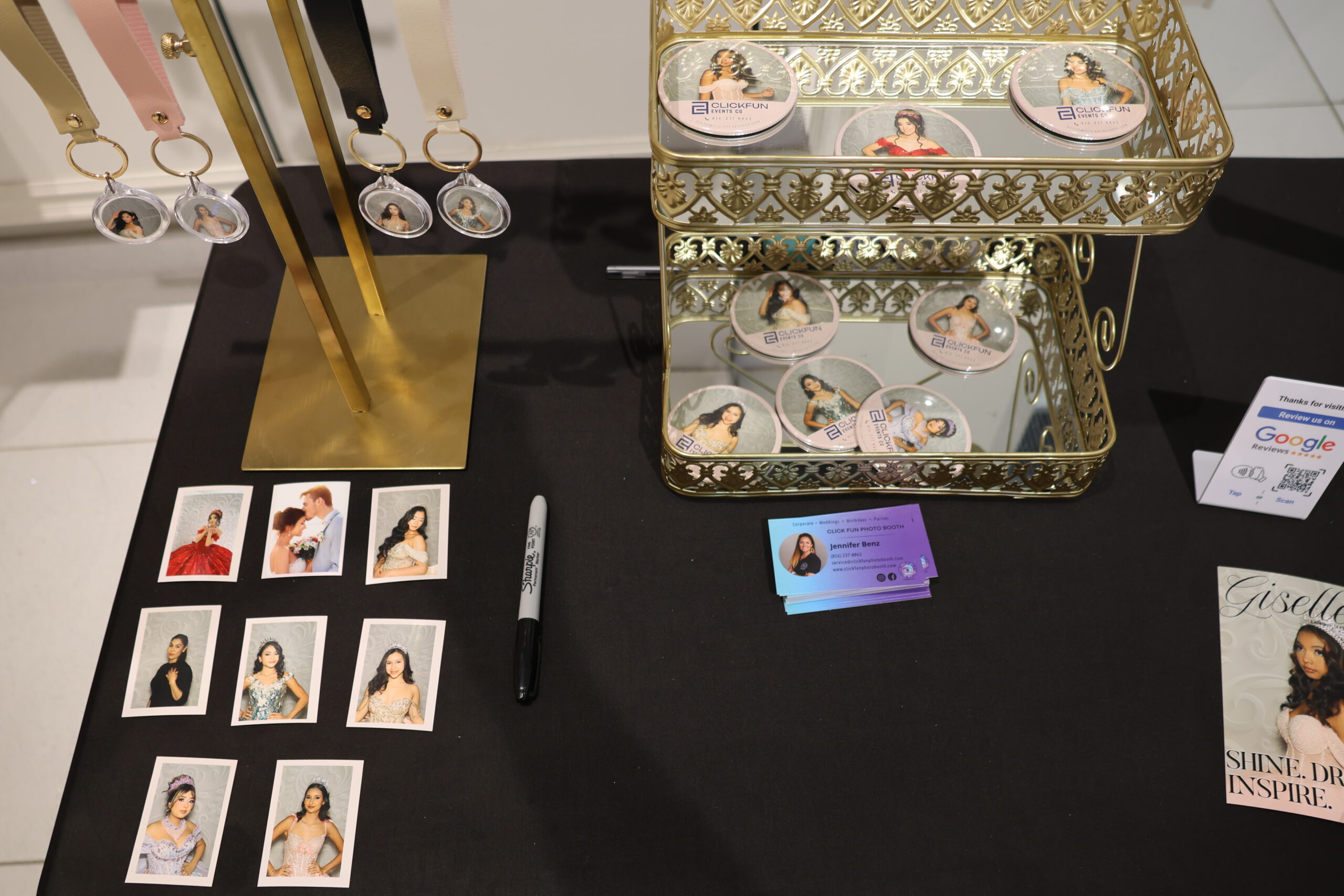 Custom 3-inch photo mirrors made on-site at a ClickFun Events Co event