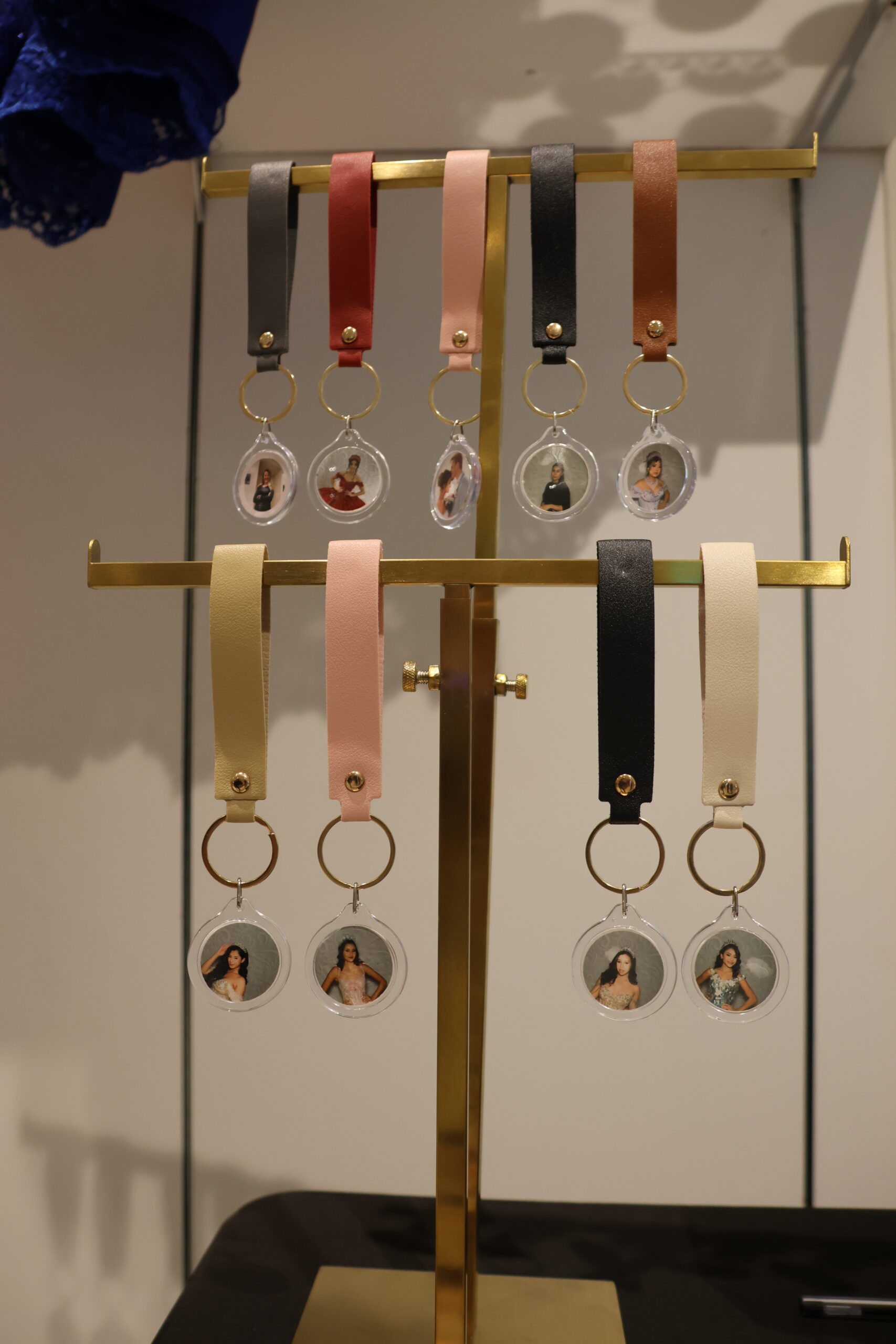 Display of bracelets and jewelry hanging on a rack