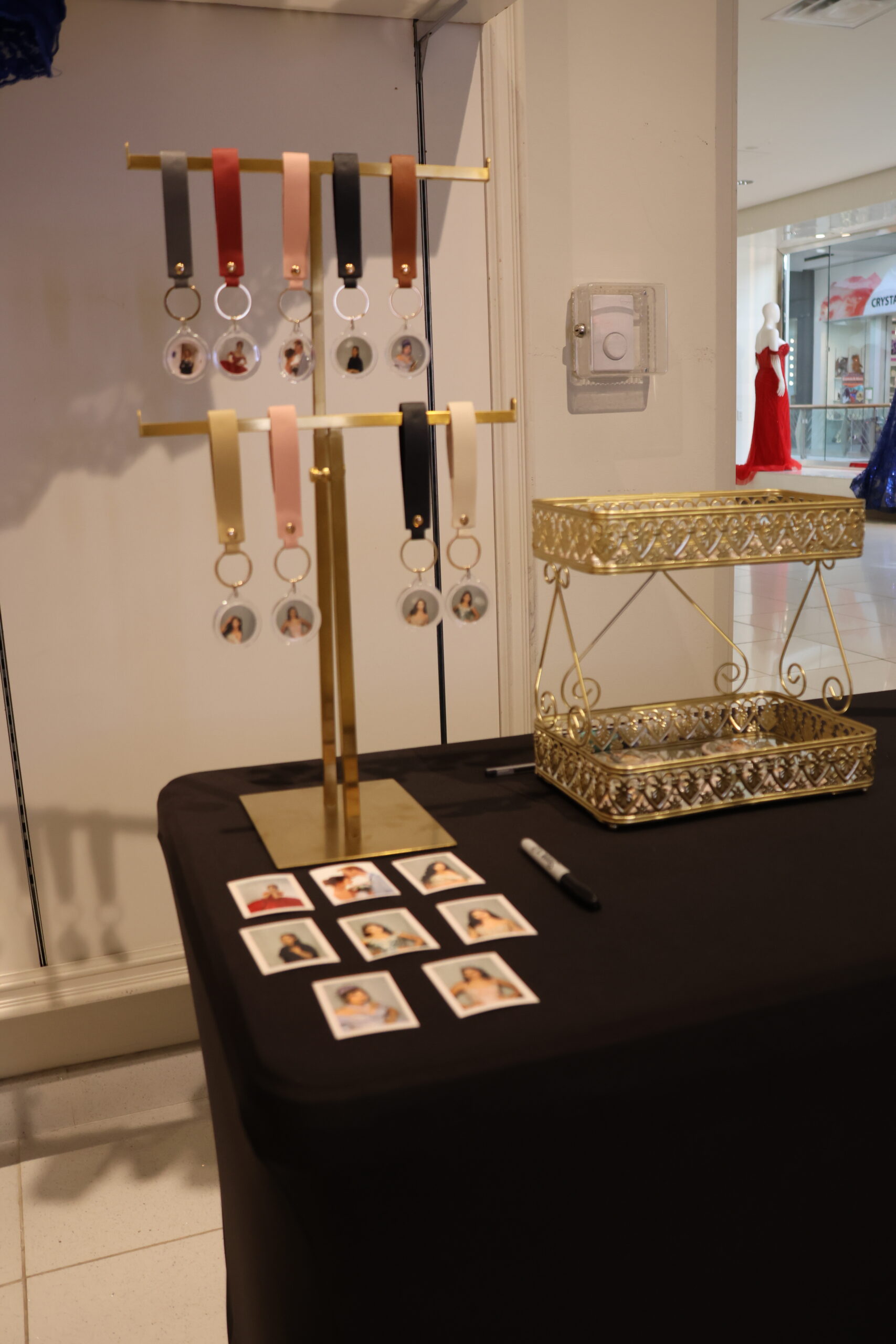 Display of necklaces and jewelry on a rack