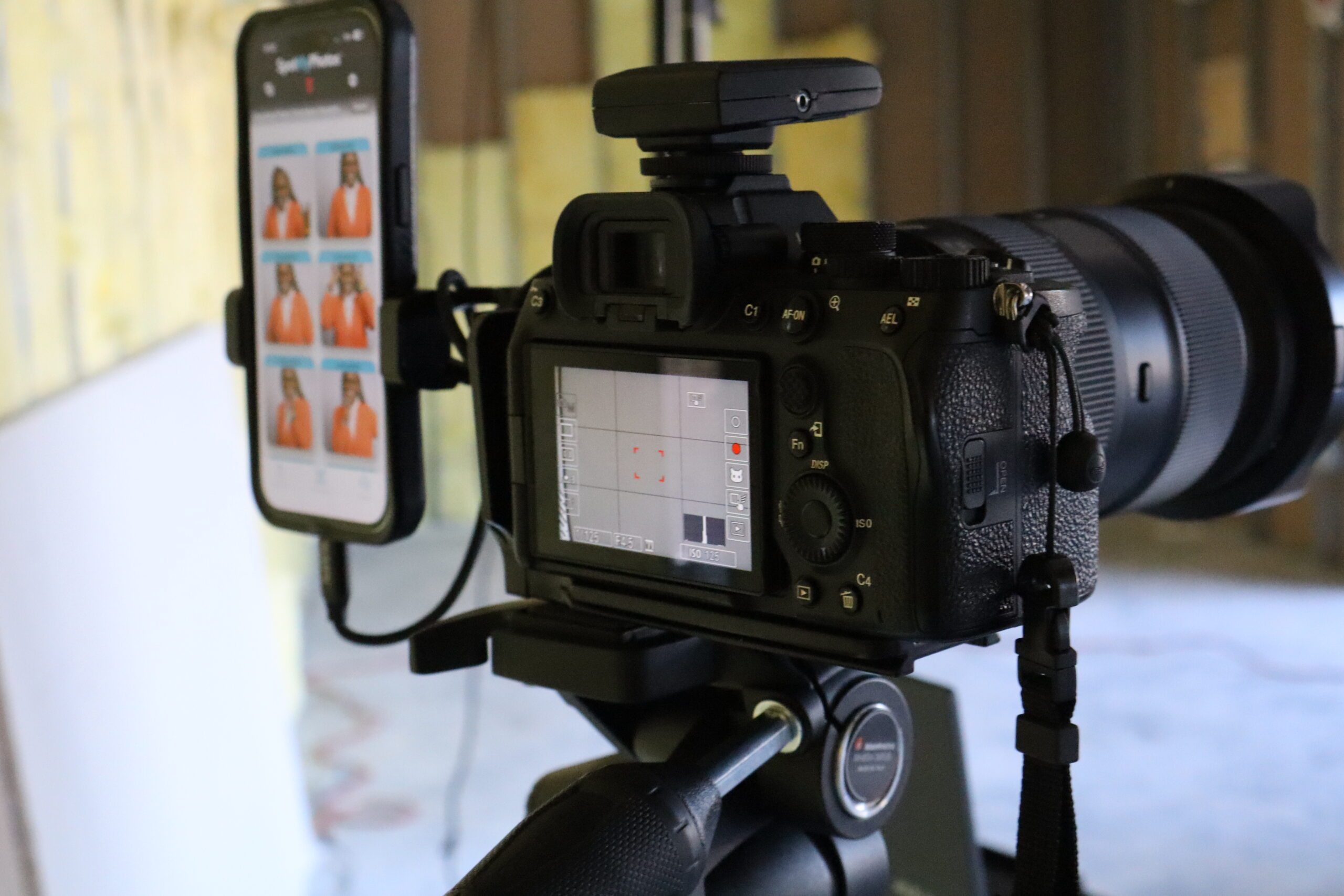 Close-up of a camera on a tripod